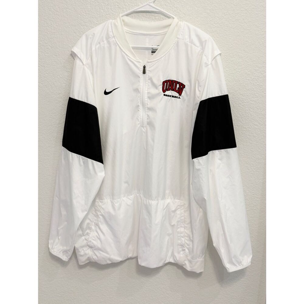 Nike UNLV Rebels Baseball Quarter‎ Zip Windbreaker White Black Mens XXL